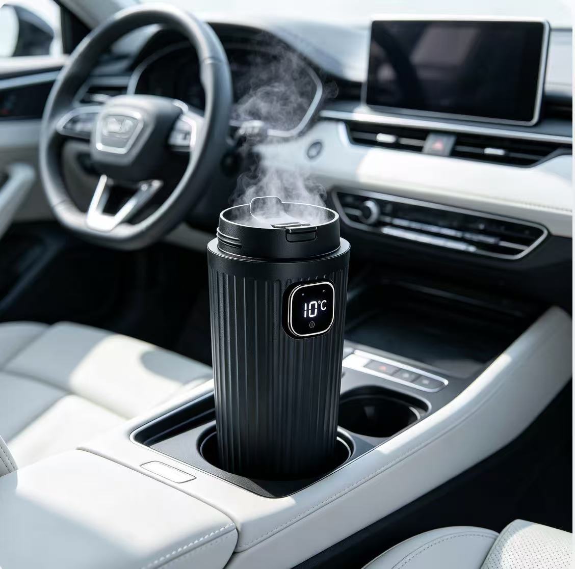 Car Air Freshener - Tragbarer Auto-Luftbefeuchter mit digitalem Ultraschall-Nebler, Auto-Lufterfrischer