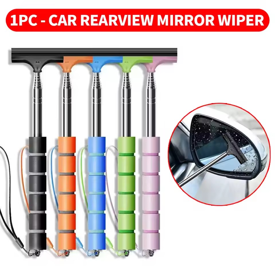 Car Wiper - Rückspiegel-Windschutzscheibenwischer, einziehbarer, tragbarer Gummi-Abzieher, Reinigungswerkzeug, Auto-Regenentferner