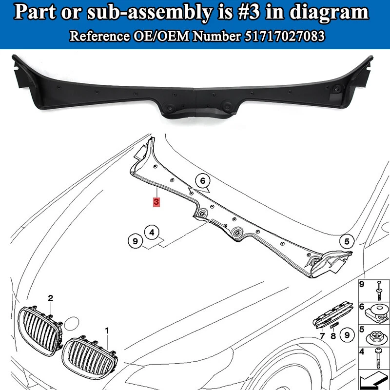 Car Wiper - 1 Satz Autoteile Frontscheibenwischerverkleidung Abdeckplatte Wasserführungsplatte